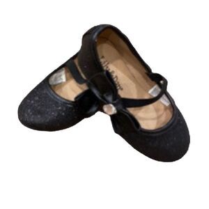 Lily & Dan Toddler Dress Shoe Black Glitter Rhinestone and bow Size 5/6